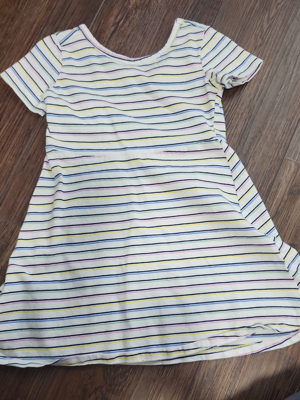 Gap Girls' Cream Striped Short Sleeve Dress